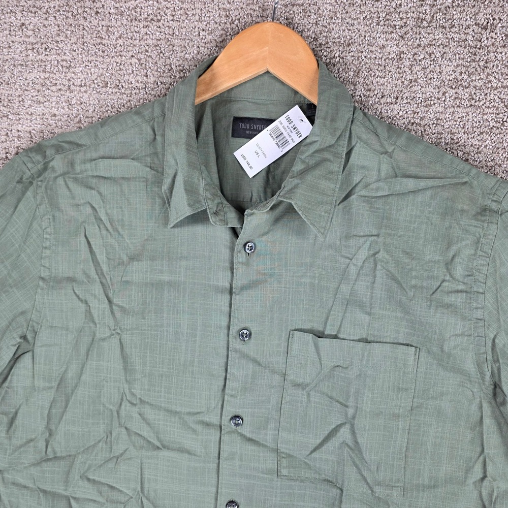Todd Snyder Mens Summerweight Big Shirt Dusty Fern Cotton Short Sleeve Large